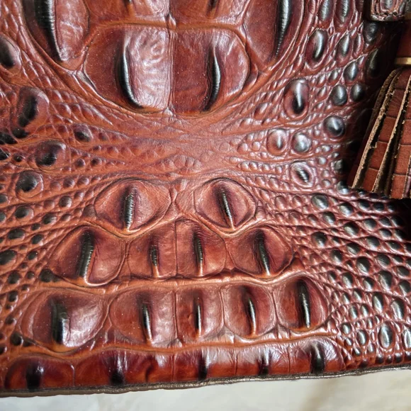 Brahmin Brown Crocodile Embossed Leather Tote